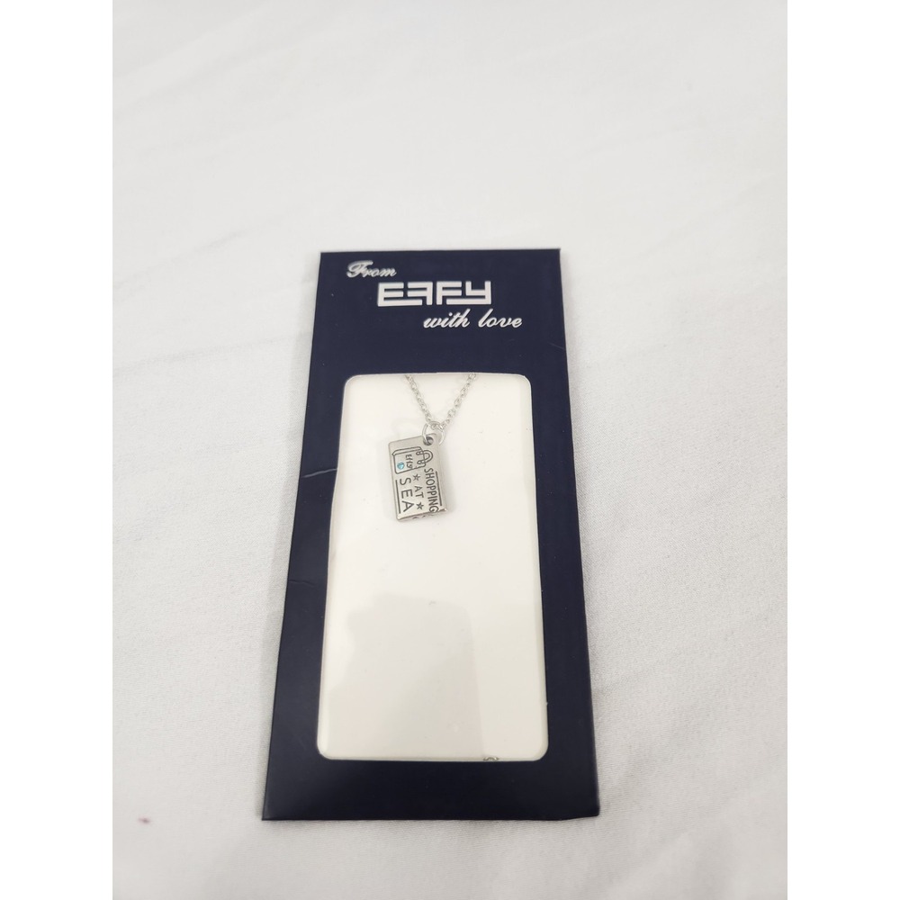 Effy Shopping at Sea Silver Tone Tag Pendant Necklace Cruise‎ Souvenir New